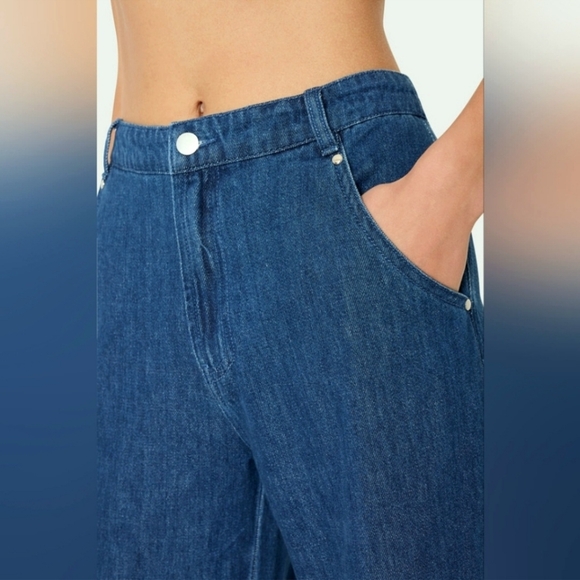 NWOT Amanda Uprichard Thalia Wide-Leg True Blue Denim Trousers | Sz Medium - Picture 6 of 16